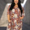 26 PSS-T {Not Forgotten} Mauve/Rust Floral V-Neck Dress EXTENDED PLUS SIZE 3X 4X 5X -Curvy Chic Boutique image e13aa339 1135 455e b433 39a2bb5cc8b5