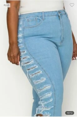 LEG-42 {The Map} Medium Ripped Side Flared Jeans PLUS SIZE 1X 2X 3X
