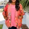 95 OT-S {Pure Feeling} Umgee Pink/Orange Floral Kimono PLUS SIZE XL 1X 2X -Curvy Chic Boutique image e2c22709 e05e 4dc8 bdc1 913cc939ec00