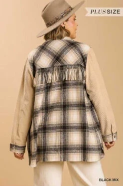 24 OT-B {Class Is In} Umgee Taupe Plaid Shacket SALE!! PLUS SIZE XL 1X 2X -Curvy Chic Boutique image e4947c8e 645d 4b1c bf45 3d28d67a9249