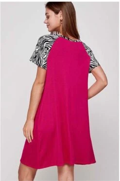 65 CP-M {Zebra Run} Fuchsia Dress W Zebra Sleeves PLUS SIZE 1X 2X 3X -Curvy Chic Boutique image e5321354 d70b 4295 ab8e 47aa8c235aa4