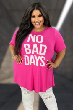 30 OR 97 GT-X {No Bad Days} Fuchsia Graphic Tee CURVY BRAND!!! EXTENDED PLUS SIZE XL 2X 3X 4X 5X 6X