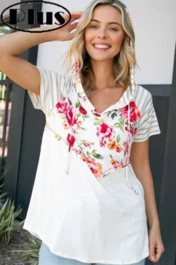 11 HD-D {Floral Influence| Ivory SALE!! Floral Grey Stripe Hoodie PLUS SIZE 1X 2X 3X -Curvy Chic Boutique image e7611eda 1bc4 49d6 97d0 3aa5a1811f32