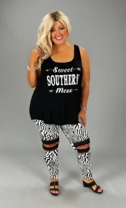 88 GT-B {Sweet Southern Mess} SALE! Black Graphic Tank PLUS SIZE XL 2X 3X