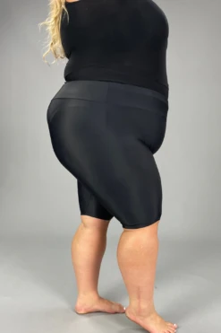 SWIM-A {Calypsa Shorts} Black Long Bike Swim Shorts EXTENDED PLUS SIZE 1X 2X 3X 4X