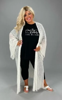 LD-P {Drawn To Lace} Ivory SALE! Lace Duster PLUS SIZE XL 2X 3X