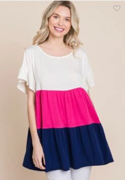 83 CP-C {Share The Joy} Fuchsia/Navy Contrast Dress PLUS 1X 2X 3X -Curvy Chic Boutique image eb474cfb d982 4344 ad65 882270b00344