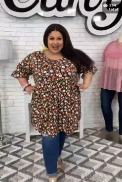 28 PSS-E {Curvy Garden} Black Floral Babydoll Tunic CURVY BRAND!!! EXTENDED PLUS SIZE 4X 5X 6X -Curvy Chic Boutique image ebc0eb1f 0aa6 4e4c b3a1 01f07fff7e49