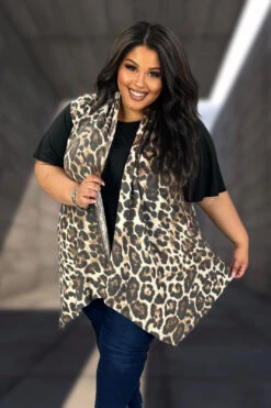 18 OT {Cue The Wild Side} Leopard Print Asymmetrical Vest EXTENDED PLUS SIZE 3X 4X 5X