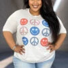 30 GT-I {Peace Out} SALE! White Peace Sign And Smiles Graphic Tee PLUS SIZE 1X 2X 3X -Curvy Chic Boutique image ee46ccad 3e62 4dff b530 0446cbbb0c8b