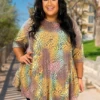 88 PSS-D {Wild Confidence} Multi-Color Animal Print Top EXTENDED PLUS SIZE 3X 4X 5X