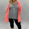 53 OT-A {Corally Yours} Coral Long Sleeve Light Weight Cardigan Plus Size XL 2X 3X -Curvy Chic Boutique image efacc3f5 0aac 492b bbc8 7a856862172b