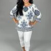 PQ-A M-109 {INC} Ivory/Blue Medallion Print Top Retail $74.50 PLUS SIZE 1X -Curvy Chic Boutique image efe504bf 7fc0 4773 b7cc 0189dfc5164f