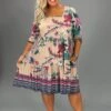 25 PLS-B {Be The Best You} Taupe Floral Tiered Dress PLUS SIZE 1X 2X 3X -Curvy Chic Boutique image f11a13a9 361c 4674 b395 1329929105e4