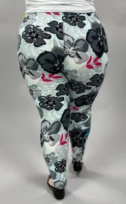 BIN-98 {Midnight Floral} Mint/Gray Floral Leggings EXTENDED PLUS SIZE 3X/5X -Curvy Chic Boutique image f2ced9cb 69f1 45b5 9256 afa4ed12cf95