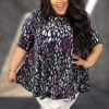 58 PSS-H {I Am Confident} Navy Print Short Sleeve Top EXTENDED PLUS SIZE 4X 5X 6X -Curvy Chic Boutique image f7332977 c6bf 47e4 84cc 989e1bc568d7