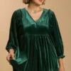 15 SQ-B {Back In Town} Umgee Evergreen Velvet Babydoll Top PLUS SIZE XL 1X 2X -Curvy Chic Boutique image fa709ef2 334f 40ff 9889 b7d77e67e4f7