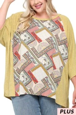 17 CP {Personal Favorite} Mustard/Rust Paisley Floral Top PLUS SIZE XL 1X 2X