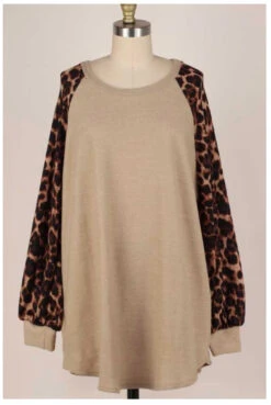 CP-G {Too Cute} SALE!! Beige Knit Top Brown Leopard Sleeve PLUS SIZE XL 2X 3X -Curvy Chic Boutique image fd13d03d 2a7d 49b5 9af5 5b3eb1a8e602