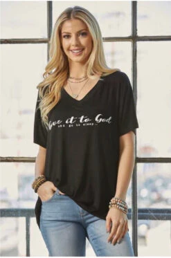 19 OR 18 GT-A {Give It To God} SALE!! Black V-Neck Graphic Tee PLUS SIZE 1X 2X 3X -Curvy Chic Boutique image fd31c94e 0ae1 405d 8cb7 c27c4d5367df