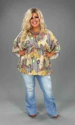 37 PSS-Y {A Bit Confusing} Multi-Color Print Babydoll Top PLUS SIZE 1X 2X 3X -Curvy Chic Boutique image fde4bfb6 168c 487c 9abc a7eebc30db67