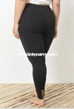BIN-98 {Enough Said} Black Spandex Leggings With Cross Detail
