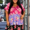 11 CP-H {Love Beyond Measure} Multi-Color Floral Tiered Dress PLUS SIZE 1X 2X 3X -Curvy Chic Boutique lovebeyondmeasure