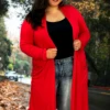 54 OT-C {Never Too Late} Red Duster W/Pockets PLUS SIZE 1X 2X 3X -Curvy Chic Boutique nevertoolate