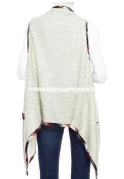 OT-D {Smoke & Mirrors} Fleece Lined Vest With Plaid Trim -Curvy Chic Boutique ot d smoke mirrors fleece lined vest with plaid trim outerwear curvy boutique plus size clothing 3 447