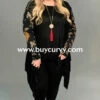 OT-E {Edge Right Now} Black Cardigan With Floral Sleeves -Curvy Chic Boutique ot e edge right now black floral sleeves elbow cardigan outerwear curvy boutique plus size clothing 656