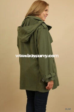 OT-Y UMGEE" Olive Lightweight Jacket -Curvy Chic Boutique ot k umgee olive double breasted sale outerwear curvy boutique plus size clothing 1 561