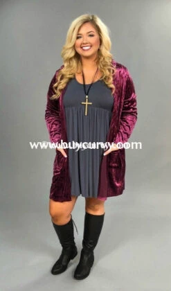 OT-O {Wow That’s Gorgeous} Soft Velvet With Hood -Curvy Chic Boutique ot o mulberry soft velour hooded cardi with sequined elbow patches sale outerwear curvy boutique plus size clothing 1 204