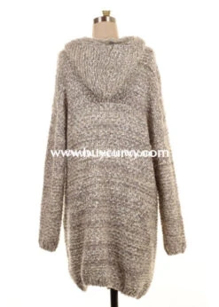 OT-G {A Warm Welcome} Stone Cardigan With Flower -Curvy Chic Boutique ot p stone gray selfie couture knit cardi sale outerwear curvy boutique plus size clothing 3 985