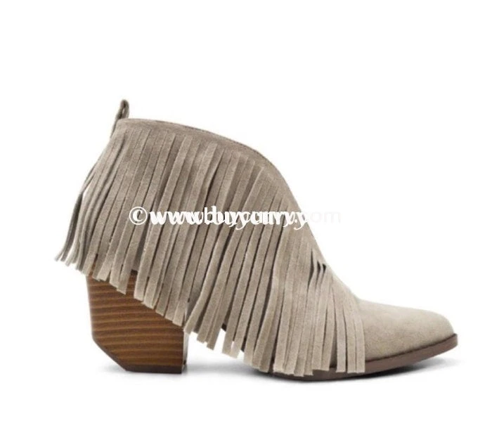 SHOES {Beast} Grey Fringed Booties With Block Heel 3 SHOES {Beast} Grey Fringed Booties With Block Heel