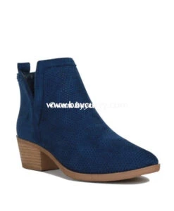 SHOES {Reneeze} Navy Suede SALE!!!Booties With Side Cut Detail And Heel