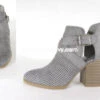 SHOES {Delicious} Timberwolf Suede Booties W/ Side-cut & Buckle Detail -Curvy Chic Boutique shoes timberwolf suede booties w side cut buckle detail sale curvy boutique plus size clothing 1 252