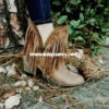 SHOES {Wild G} Taupe Suede Booties With Long Fringes SALE!!!! -Curvy Chic Boutique shoes wild g taupe suede booties with long fringes sale curvy boutique plus size clothing 296