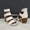 SHOES {YOKI} White Heels With Four Wide Leather Straps SALE!! -Curvy Chic Boutique shoes yoki white heels with four wide leather straps sale curvy boutique plus size clothing 284