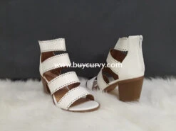 SHOES {YOKI} White Heels With Four Wide Leather Straps SALE!!