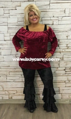 SQ-P Burgundy Crushed Velvet Top With Elastic Yoke Detail -Curvy Chic Boutique sq p burgundy crushed velvet with elastic yoke detail sale curvy boutique plus size clothing 1 623