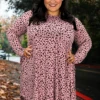 55 PLS-C {Until Further Notice} Pink Dalmation Print Dress PLUS SIZE 1X 2X 3X -Curvy Chic Boutique untilfurthernotice